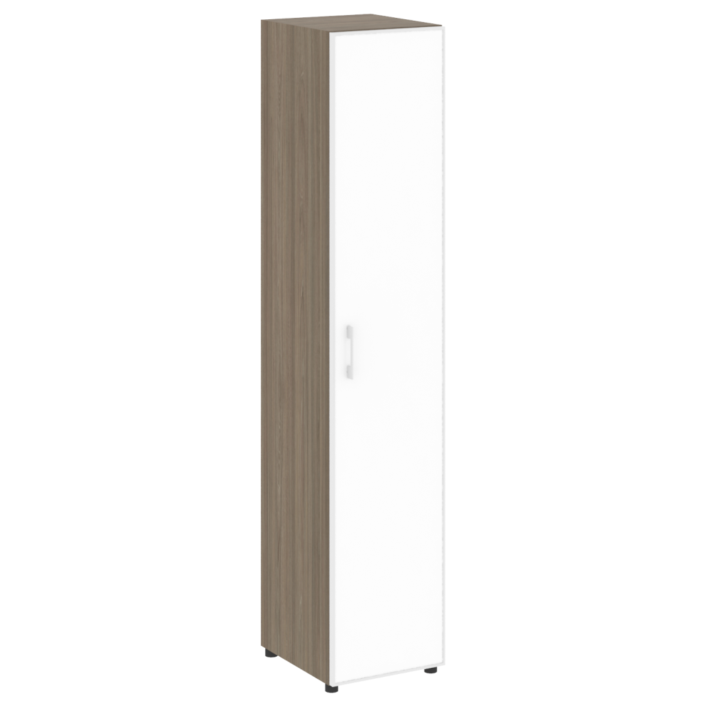 Шкаф узкий Рива Ялта 400*450*1987 Рива Ялта Вяз Благородный/Стекло White